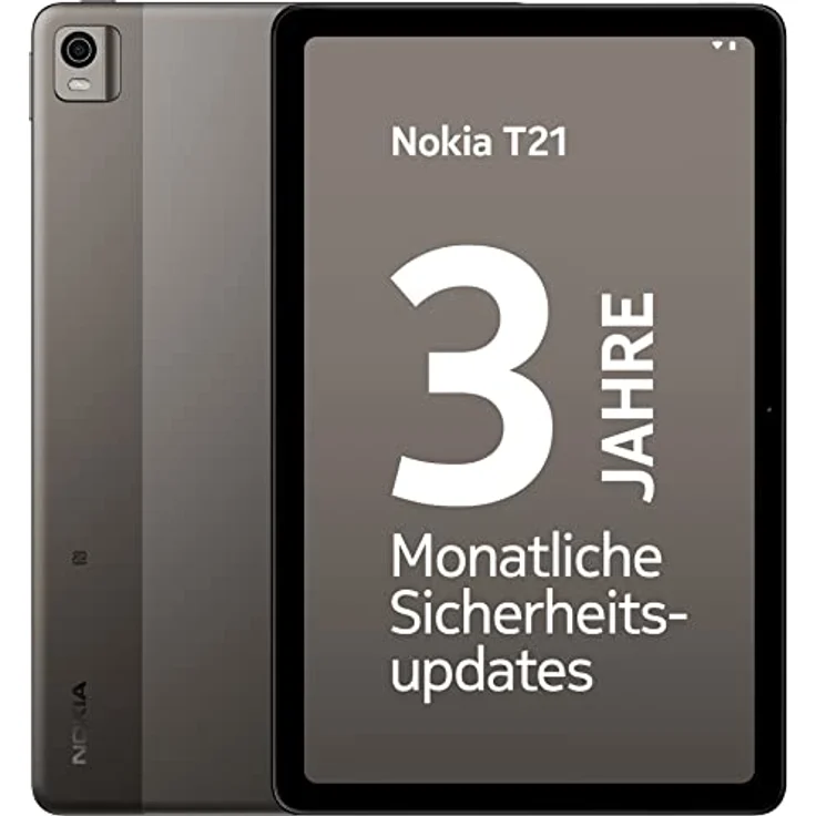 Nokia T21 Android 12 LTE Tablet mit 10.36" Bildschirm, 4/64GB Speicher, IP52 Zertifizierung, 18W Fast Charging, 3 Tage Batterie Laufzeit und 3 Jahre monatliche Sicherheitsupdates – Grau – Bild 1