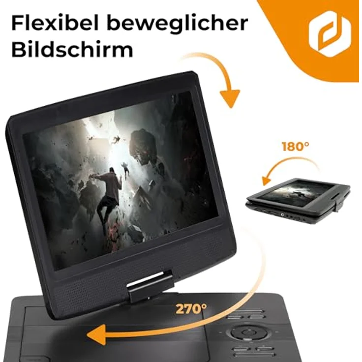 Denver MT1097, Tragbarer DVD-Player mit 10 Zoll drehbarem Bildschirm, USB-Anschluss und Kopfstützenhalterung, Modell 2023 – Bild 5