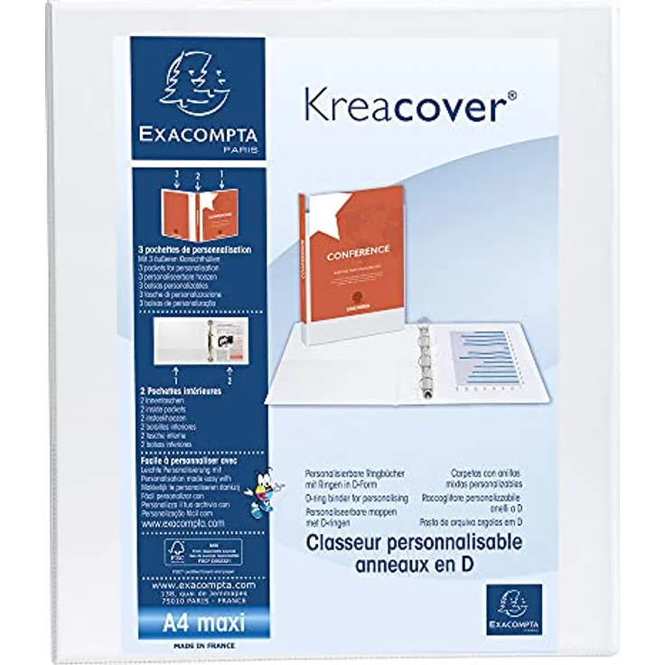 EXACOMPTA Aktenordner Exacompta Präsentationsringbuch mit 2 Ringen, Ring, individuell gestaltbares Cover, DIN A4, Ring-Ø 25 cm – Bild 2