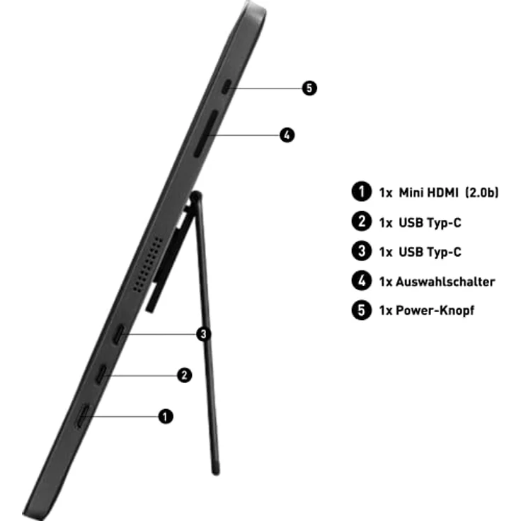 MSI PRO MP161DE portabler IPS Monitor 39,6 cm (15,6 Zoll), 60 Hz, FHD (1920x1080), Ultra Slim, USB Typ C, Mini HDMI, schwarz – Bild 3