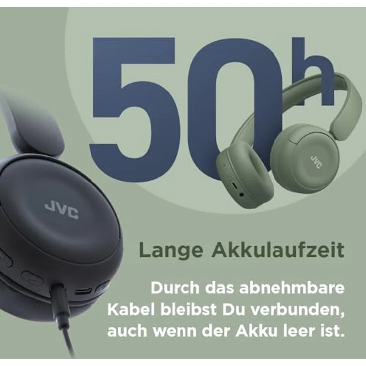 JVC HA-S59W-G, Wireless Kopfhörer mit 50 Std. Akku, Bluetooth® 5.3, Multipoint, App-EQ, faltbarem Design und weichen Ohrpolstern – Matt Grün – Bild 5