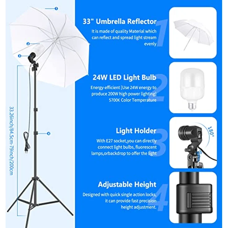 NEEWER Fotografie Lichtsset mit Hintergründen,8,5ft x 10ft Hintergrund Ständer,800W äquivalente 5700K LED Lampen Schirm Softbox kontinuierliche Licht,Foto Studio Geräte für Porträt Produktfotografie – Bild 4