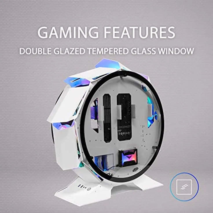 MarsGaming MCORB Weiß, Micro-ATX XL Gaming PC-Gehäuse, Custom Rundes Design, Gehärtetes Doppelglas, MCORBW – Bild 4