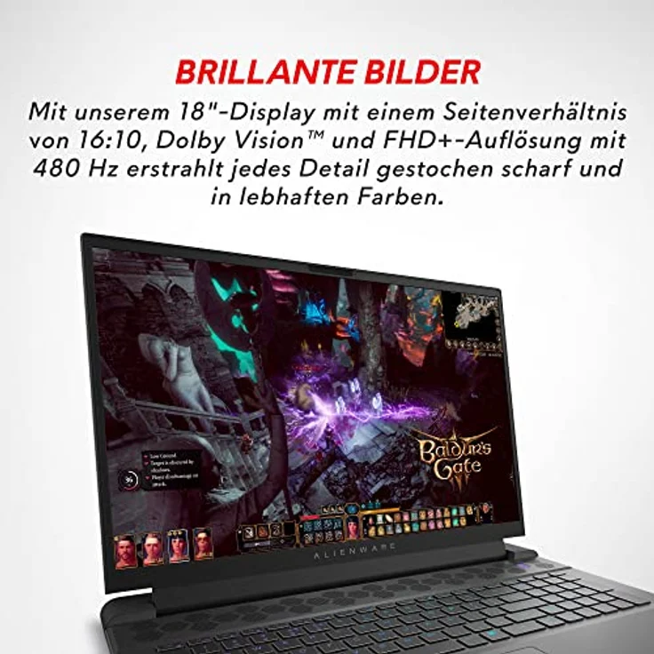 Alienware m18 Gaming Laptop | 13th Gen Intel Core i9 13900HX Prozessor | 18'' FHD+ 480Hz 3ms Display | 32GB DDR5 4800MHz | 1TB NVMe SSD | NVIDIA RTX 4080 12GB GDDR6 | Windows 11 Home | QWERTZ |Schwarz – Bild 4