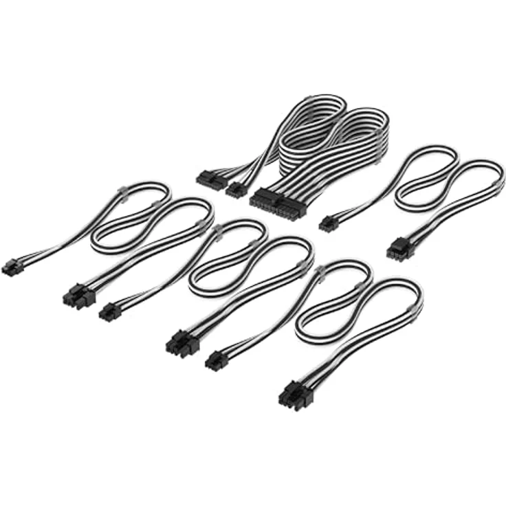 CORSAIR Elite Premium Cable Starter Kit Type 4, Netzteilkabelset in Weiß/Schwarz mit hoher Leistung – Bild 1