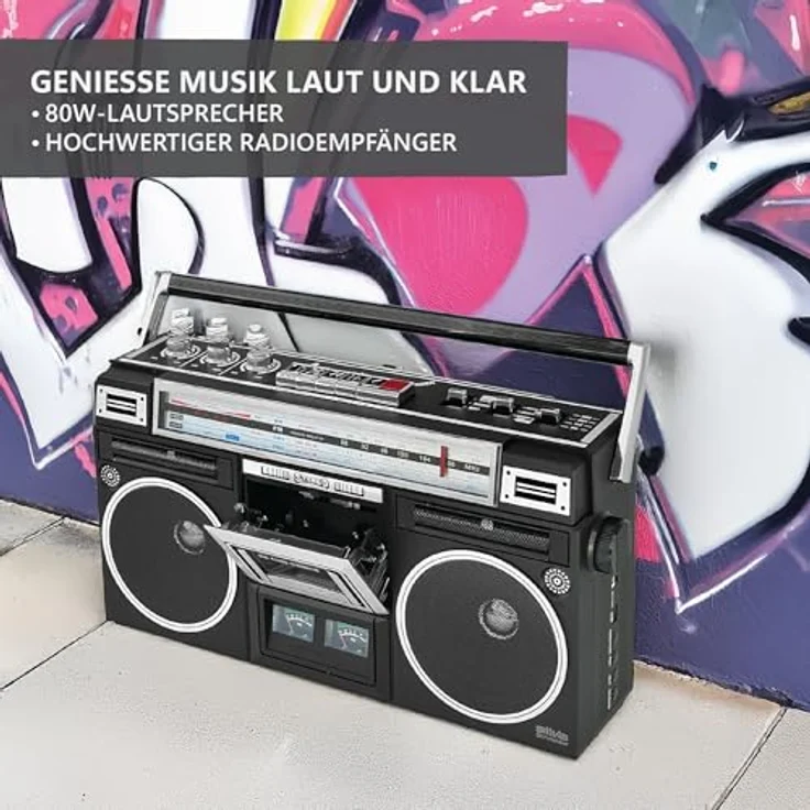Silva Schneider Ghettoblaster Radio (Aufnahmefunktion, Inkl. Mikrofon) – Bild 4