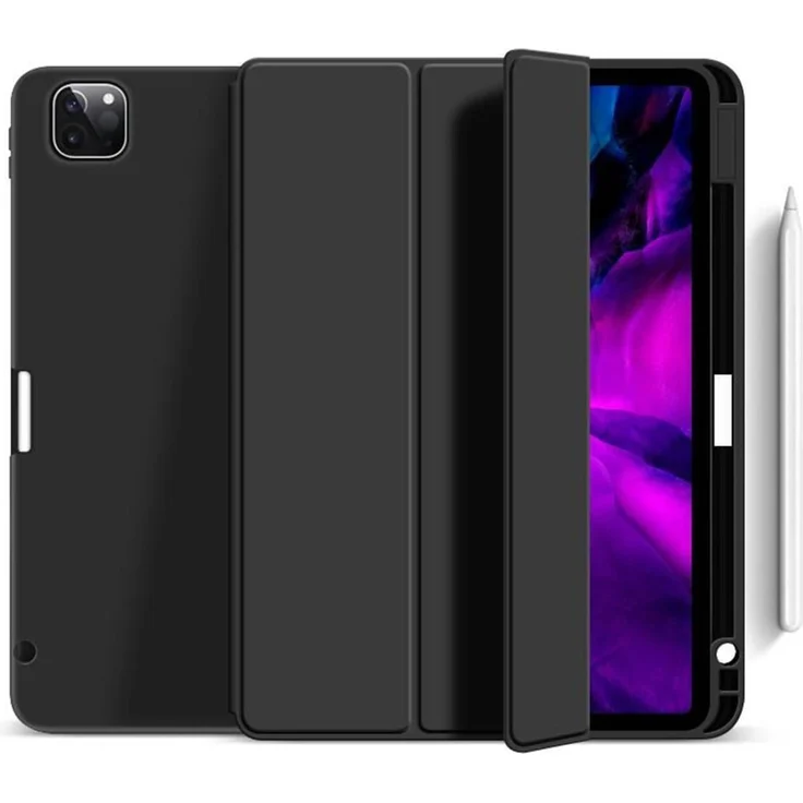 eSTUFF Pencil Case für iPad Pro 11 (2021, 3. Gen), ultraflache Hülle mit magnetischer Frontabdeckung, Schwarz