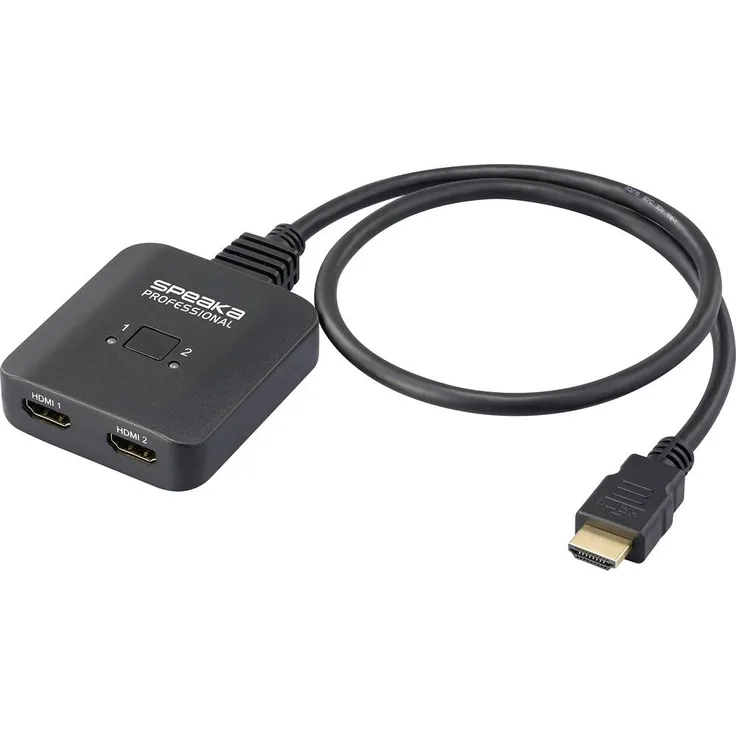 SpeaKa Professional SP-HDMIBS-100, 2 Port HDMI-Switch Ultra HD 8K 60Hz, bidirektional, für zwei Displays oder zwei Quellen