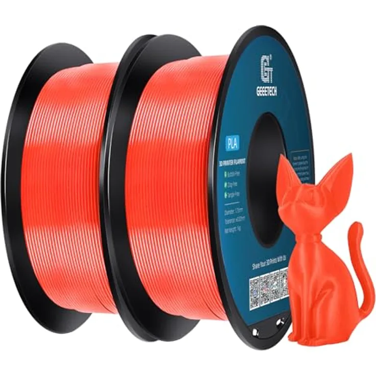GEEETECH PLA Filament neue Rot, 1.75mm, 2x1kg Spule, umweltfreundlich, Vakuumverpackt, Drucktemperatur 190-220℃