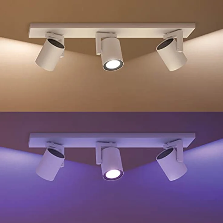 Philips Hue White & Color Ambiance Argenta Deckenlampe mit Dreierspot, smarte Lichtsteuerung über Sprache und App, weiß – Bild 4