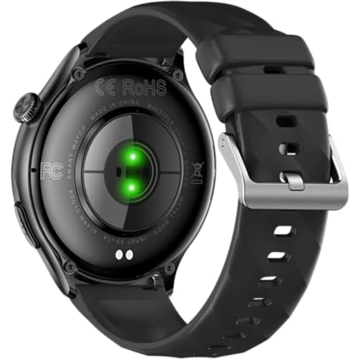 Knauermann PRO 4 (2026) Rund Schwarz, EKG Gesundheitsuhr mit Blutdruck- und Pulsanalyse, Telefonie, IP67, Exklusivpaket mit 4 Armbändern – Bild 4