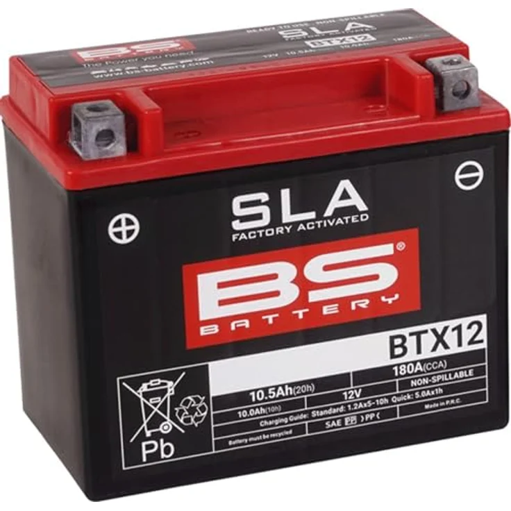BS Battery BTX12, Wartungsfreie SLA-Batterie, werkseitig aktiviert, 12V 10Ah, hohe Vibrationsbeständigkeit, sofort einsatzbereit – Bild 2