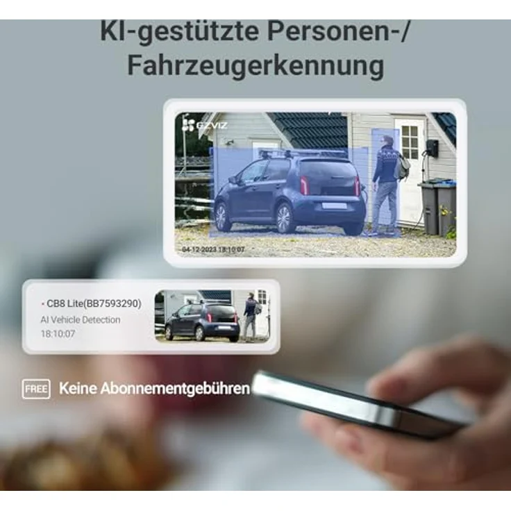 EZVIZ CB8 Lite, 4MP PTZ WLAN-Außenkamera mit 360° Überwachung, Farbnachtsicht, KI Personen- und Fahrzeugerkennung, 2-Wege-Audio, inkl. 5W Solarpanel – Bild 4
