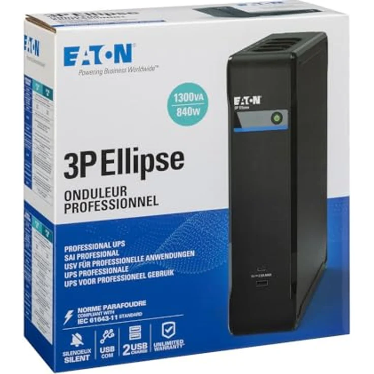 Eaton 3P Ellipse 1300, Unterbrechungsfreie Stromversorgung (USV) 1,3 kVA, 840 W, 8 AC-Ausgänge, Online-Doppelwandler-Technologie, kompakt für IT-Umgebungen – Bild 6