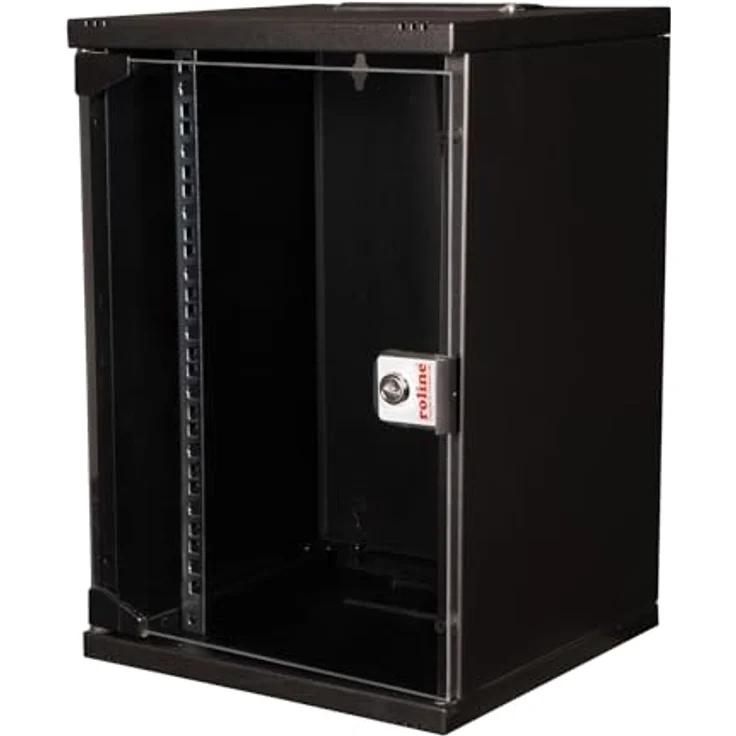 ROLINE 10-Zoll Wandgehäuse 9 HE, 312x300 BxT, schwarz mit Vollglastür und zerlegbarer Konstruktion – Bild 2