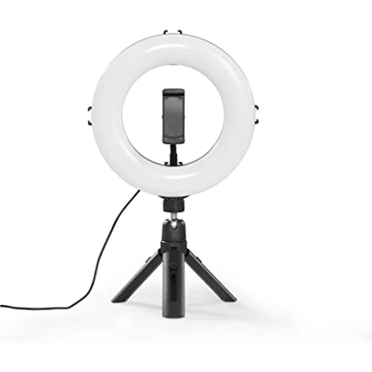 Hama LED Ringleuchte SpotLight Smart 80 II, dimmbar mit Stativ und Smartphonehalterung, Schwarz, 96 LEDs, Farbtemperatur 2100K/3000K/5500K – Bild 1