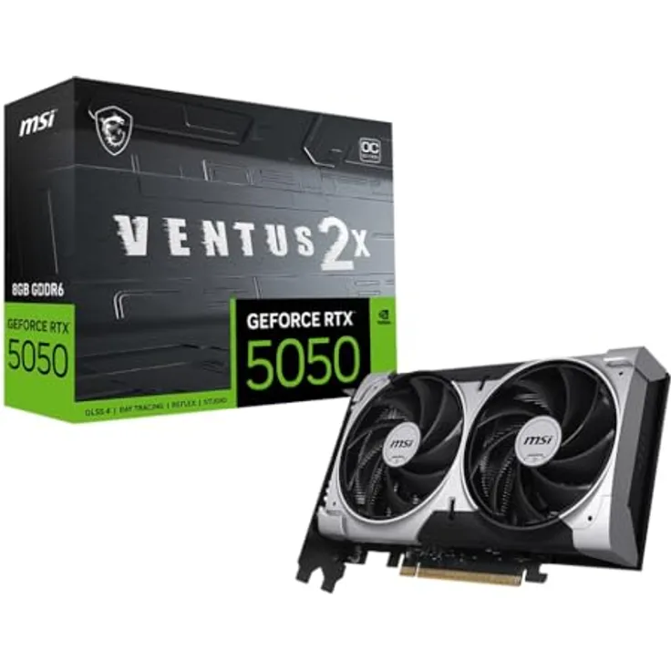 MSI GeForce RTX 5050 8G Ventus 2X OC, Grafikkarte mit 8GB GDDR6, Boost: 2602 Hz, HDMI 2.1b, DisplayPort 2.1b
