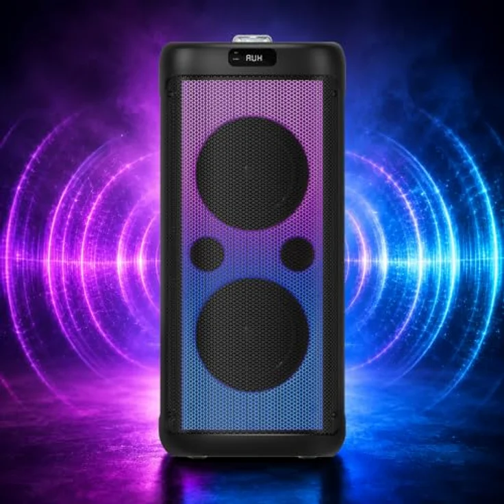 Karcher PS 4480, Bluetooth Party Speaker mit UKW Radio, LED Lichtshow und Mikrofon, schwarz – Bild 6