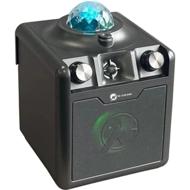 N-Gear Disco Star 710, Bluetooth Lautsprecher mit 50 Watt, Akku bis 6 h, integrierter Sternenprojektor, Grau – Bild 2