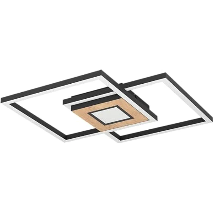 EGLO LED Deckenleuchte Marinello, 3 flammige Deckenlampe mit Fernbedienung, Lichtfarbe warmweiß – kaltweiß, dimmbar, Metall, Holz, Kunststoff in Schwarz, Braun, Weiß, FSC zertifiziert – Bild 1
