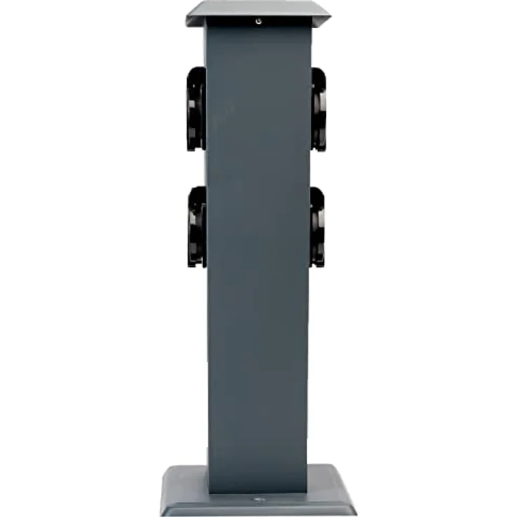 Grafner Edelstahl Design Gartensteckdose mit 4 Steckdosen, 3600 Watt, IP44, eckig, anthrazit, KEIN ROST – Pulver-Beschichtung, Energiesäule Metall Mehrfach Außen Steckdose 4-Fach schwarz lackiert – Bild 4