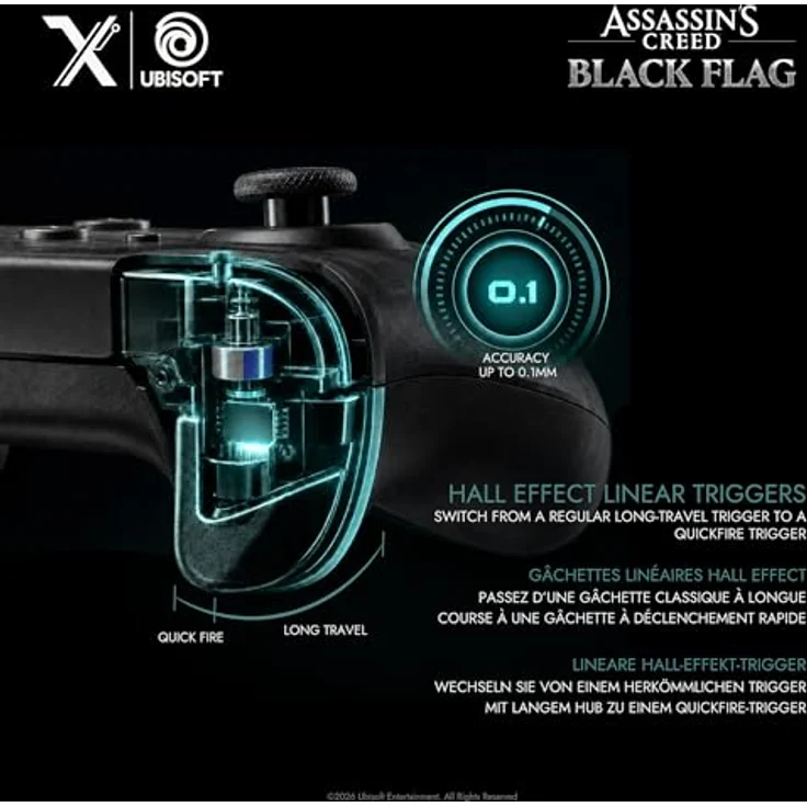 Lexip Pixminds BLACK FLAG RESYNCED - TATOO Wireless Controller für Switch/Switch 2, RGB Licht, programmierbare Tasten und Makrofunktionen – Bild 4