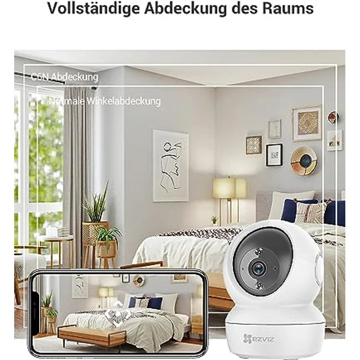 EZVIZ Indoor Schwenk-/Neige Überwachungskamera Dome, IP Kamera 2K-Auflösung, 4MP, 350° - 55° schwenkbar mit 360° Blick, WLAN/LAN, Zwei-Wege-Audio, Nachtsicht, Smart Motion Tracking, MicroSD-Karte und Cloud – Bild 2