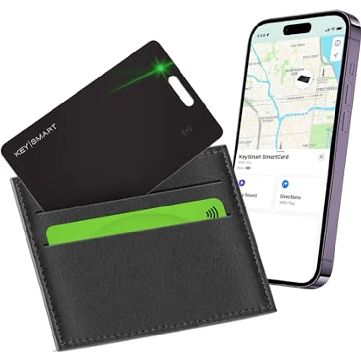 KeySmart SmartCard Thin Wallet Tracker Card, wiederaufladbar & wiederverwendbar, funktioniert mit der Find My App, Gegenstandsfinder für Gepäckanhänger, Geldbörse, Telefon – Bild 1