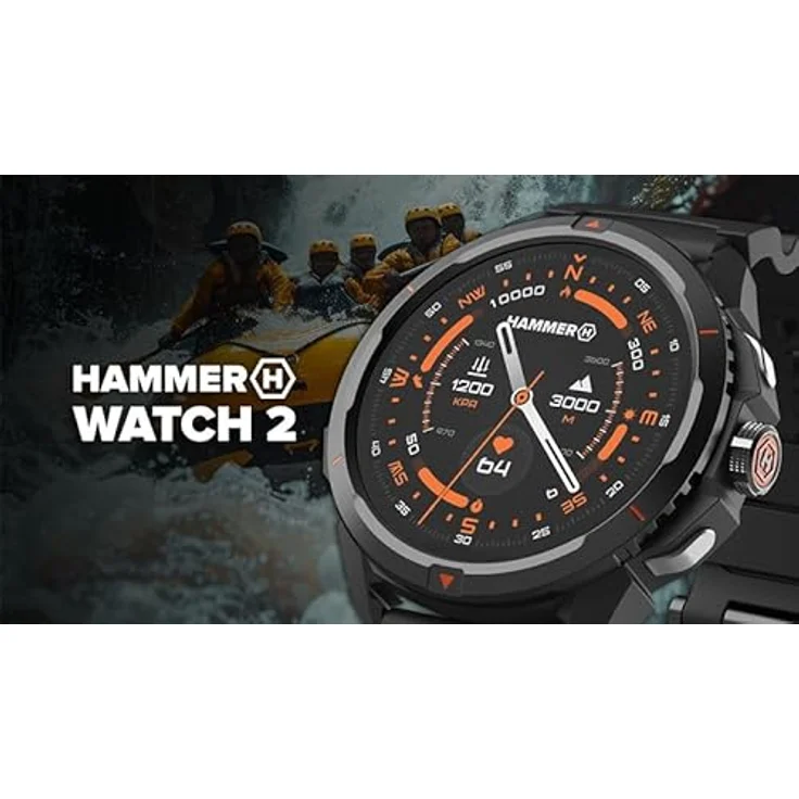 Hammer Sport-Smartwatch GPS 5 ATM Wasserdichtigkeit 14 Tage Akkulaufzeit Schwarz – Bild 2