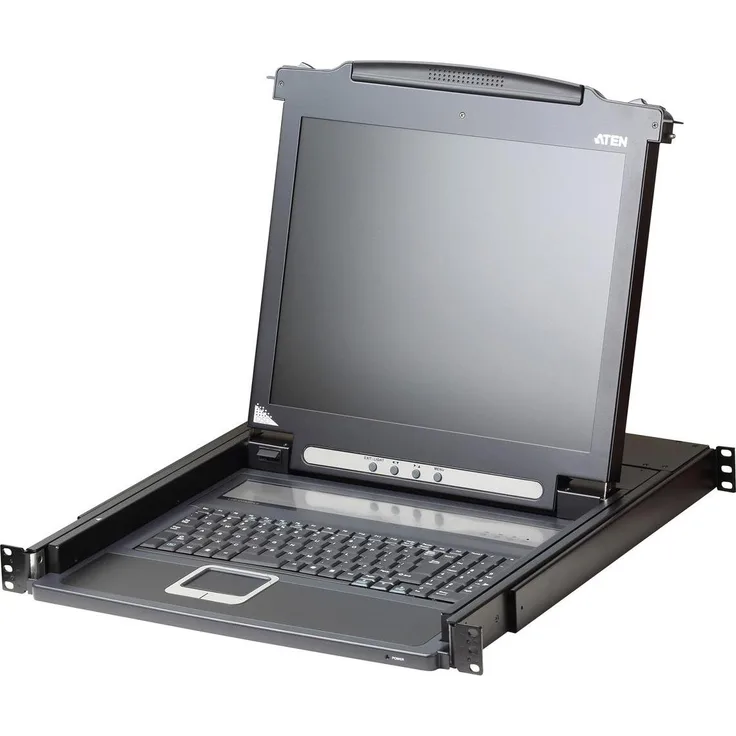 Aten CL1000N Slideaway-Konsole, 19"-KVM-Switch mit LED-Hintergrundbeleuchtung, Schwarz