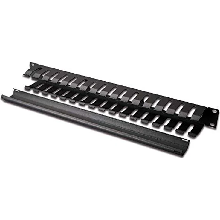 DIGITUS Kabelmanagement-Käfig - 1HE - Rangier-Panel - 19-Zoll - Kabel-Durchführung - Abnehmbare Blende - Schwarz – Bild 3