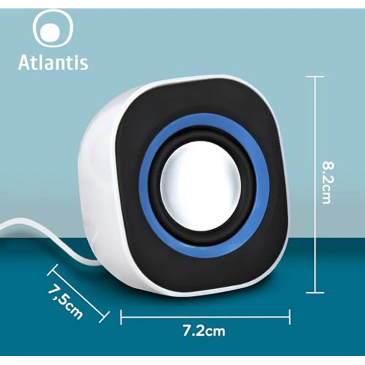 Atlantis Land SoundPower 410 5W Schwarz, Blau, Weiß - Lautsprecher (1-Weg, 2.0 Kanäle, Verkabelt, 5 W, 60-2000 Hz, Schwarz, Blau, Weiß) – Bild 7