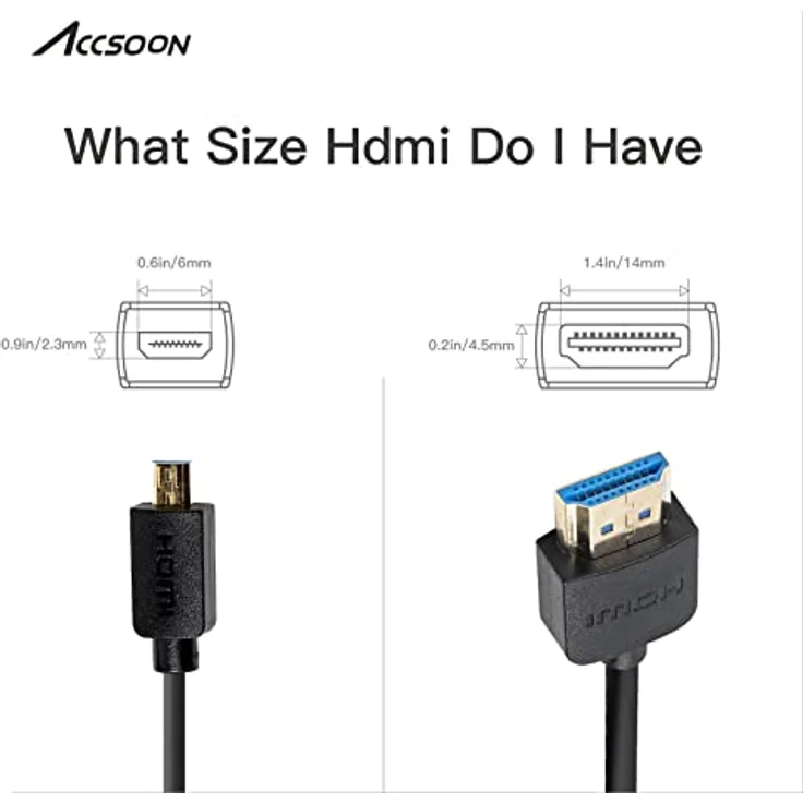 Accsoon HDMI Cable (A-D) HDMI-zu-HDMI-Kabel, 50 cm/1,6 Fuß, High-Speed-Unterstützung, Ultra HD, 1080P, kompatibel mit Kamera, Monitor, Gimbal – Bild 3