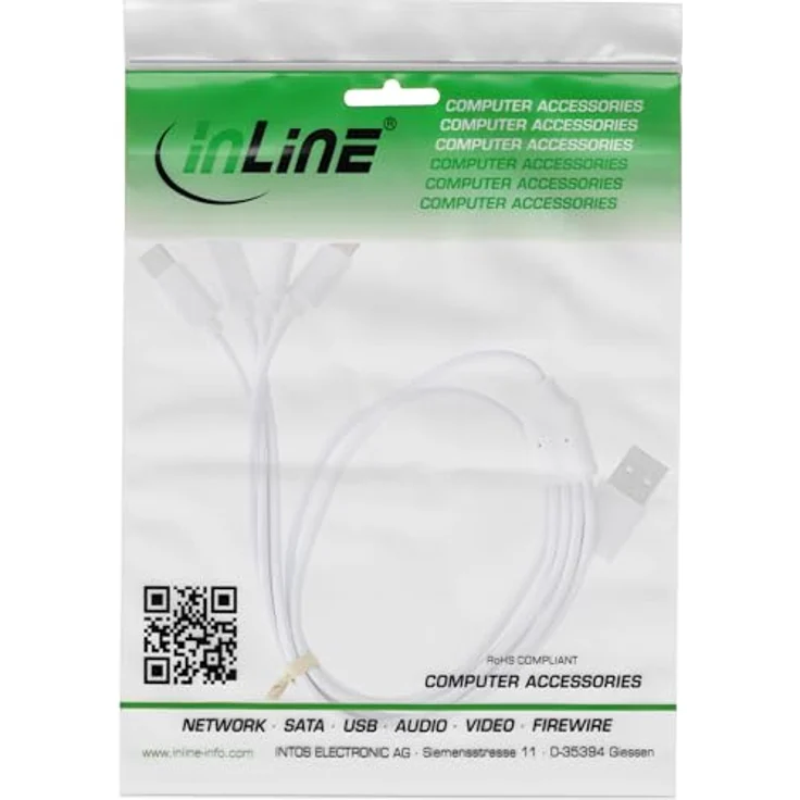 InLine® USB 4in1 Y-Ladekabel, 1x USB-A Stecker an 4x USB-C Stecker, bis zu 25W Ladeleistung, weiß, 0,5m – Bild 3