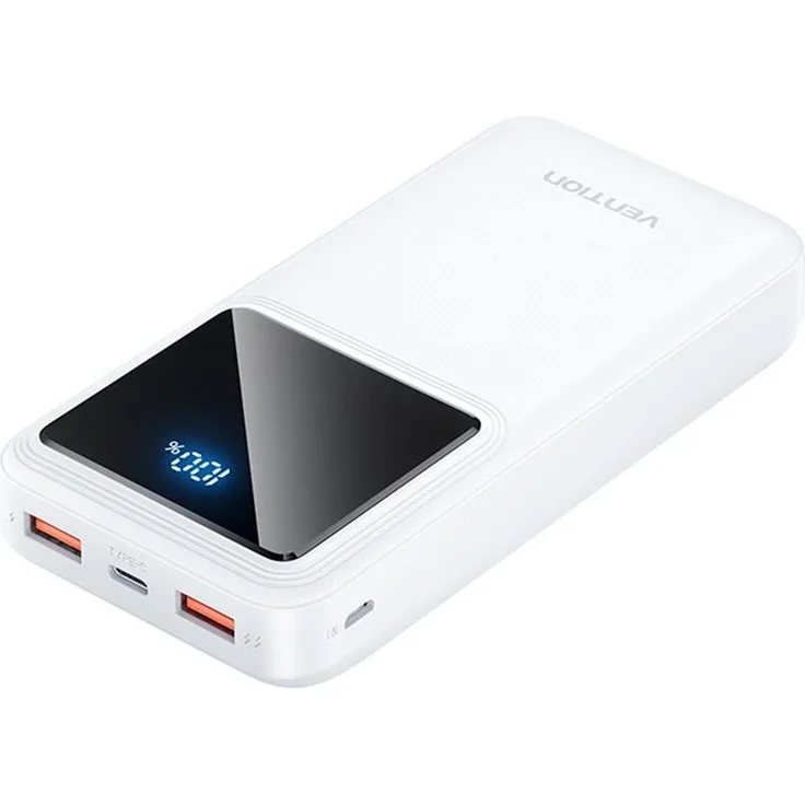 VENTION 20000mAh 22,5w: Externer Akku mit USB C, LED Display Powerbank 20000 mAh, Dreifach-Ausgangsnetzteil für iPhone, Samsung, etc - Weiß