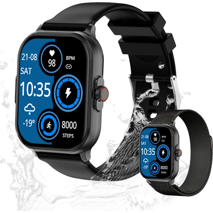 Valdus Smartwatch Fitness-Tracker IP67, 2.01 Zoll mit Herzfrequenzsensor, SpO2, 15 Sportmodi & GPS, wasserdicht für Herren und Damen