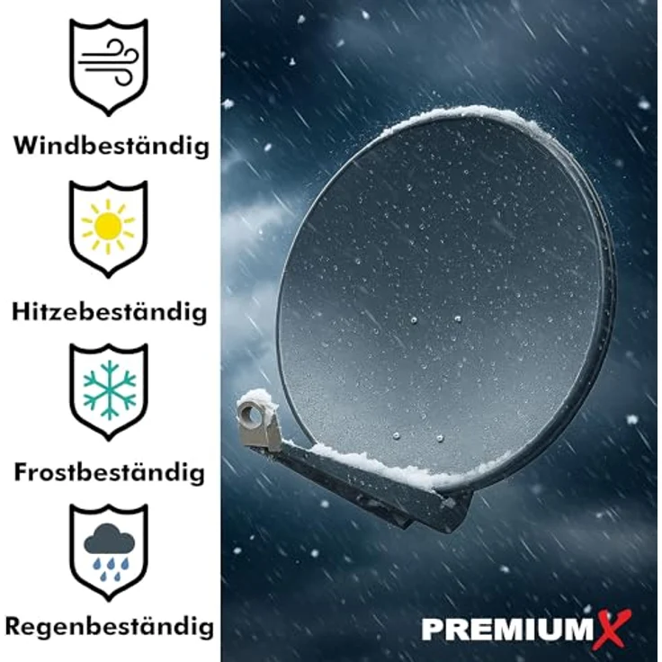 PremiumX DELUXE80 Satellitenschüssel 80 cm, Aluminium in Anthrazit, Full HD 3D 4K Ultra HD, starke Empfangsleistung, einfache Montage, flexible LNB-Kompatibilität – Bild 5
