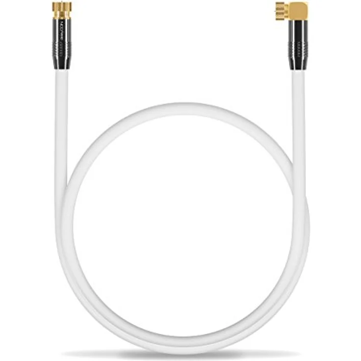 deleyCON 1,5m SAT Antennenkabel PREMIUM HDTV Satellitenkabel gewinkelt Koaxialkabel - F-Stecker (90° Grad) zu F-Stecker - Weiß - METALL vergoldet – Bild 5
