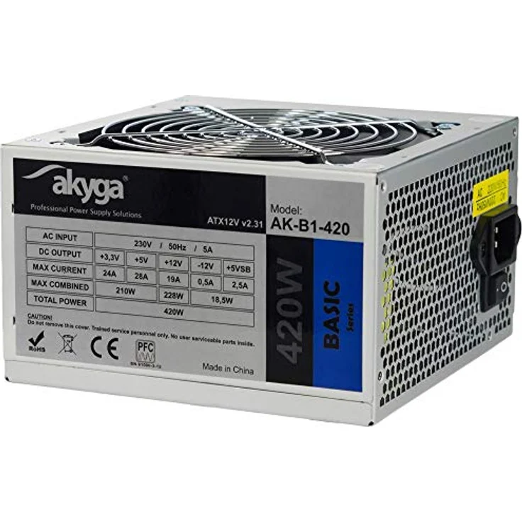 Akyga AK-B1-700, 700W ATX Netzteil mit 5 SATA- und 2 PCI-E Schnittstellen, grau – Bild 1