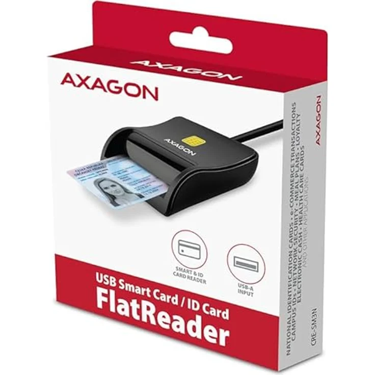 AXAGON CRE-SM3N USB Smart Card FlatReader - Kartenlesegerät von AXAGON