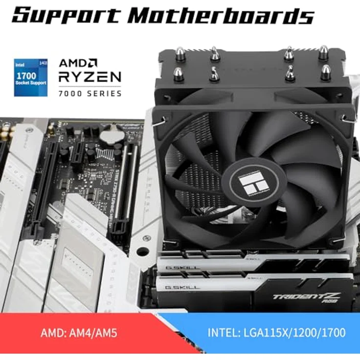 Thermalright Assassin X 120 SE CPU-Luftkühler mit 4 Heatpipes und TL-C12C PWM Lüfter, leise, kompatibel mit AM4/AM5 und Intel LGA1150/1151/1200/1700/1851 – Bild 3