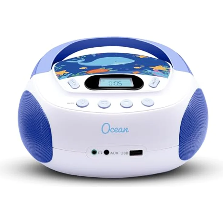 Metronic Radio-CD-Player für Kinder, Ozean, mit USB--SD--AUX-IN-Port blau-weiß – Bild 3