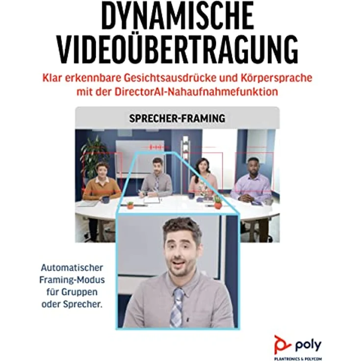 Poly Studio R30 – 4K-Videokonferenzsystem (Plantronics) – Kamera, Mikrofon & Lautsprecher für kleine Räume – Moderatoren-Tracking, NoiseBlockAI, Sprecher-Framing – Plug & Play, Kompatibel: Teams, Zoom – Bild 4