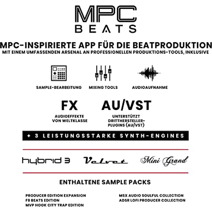 AKAI Pro Professional MPK Mini MK3 – 25-Tasten USB MIDI Keyboard Controller, 8 hintergrundbeleuchtete Drum Pads, 8 Regler und Software, Farbe Grau – Bild 5