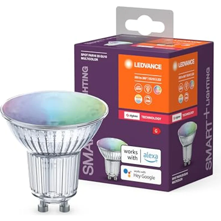 LEDVANCE GU10 LED Lampe, Zigbee Reflektorlampe mit 4,9 W (350Lumen) ,PAR 16 RGBW Lichtfarbe (2700-6500K), dimmbar und kompatibel mit Alexa, google oder App, Lampen im 1er-Pack – Bild 1