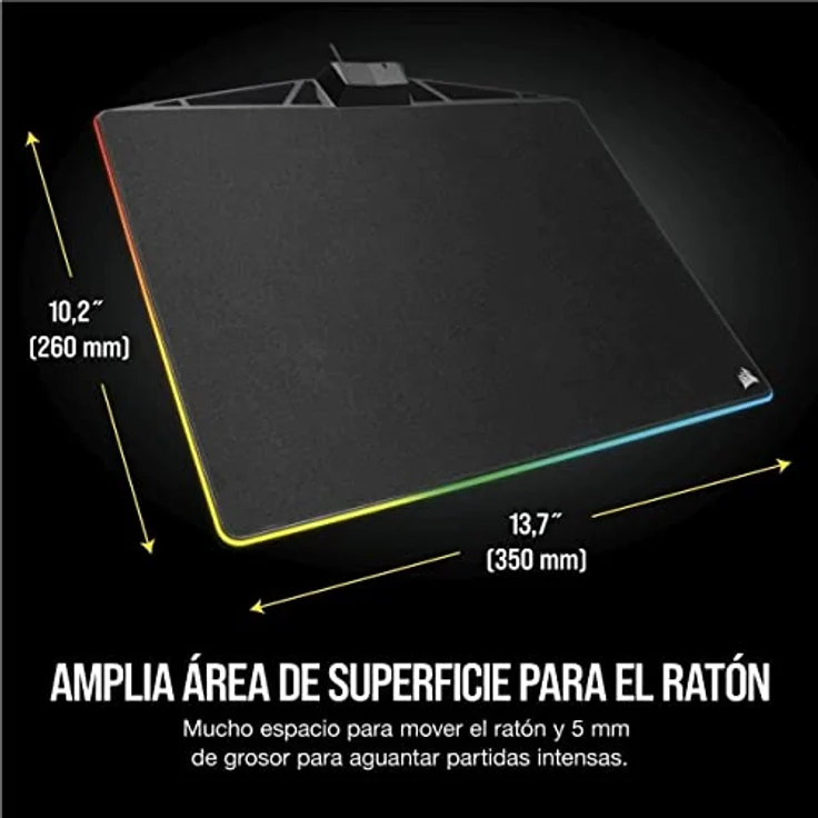Corsair MM800C Polaris RGB Gaming Mauspad (Medium, RGB 15 Zonen Beleuchtung, Stoffoberfläche) schwarz – Bild 5