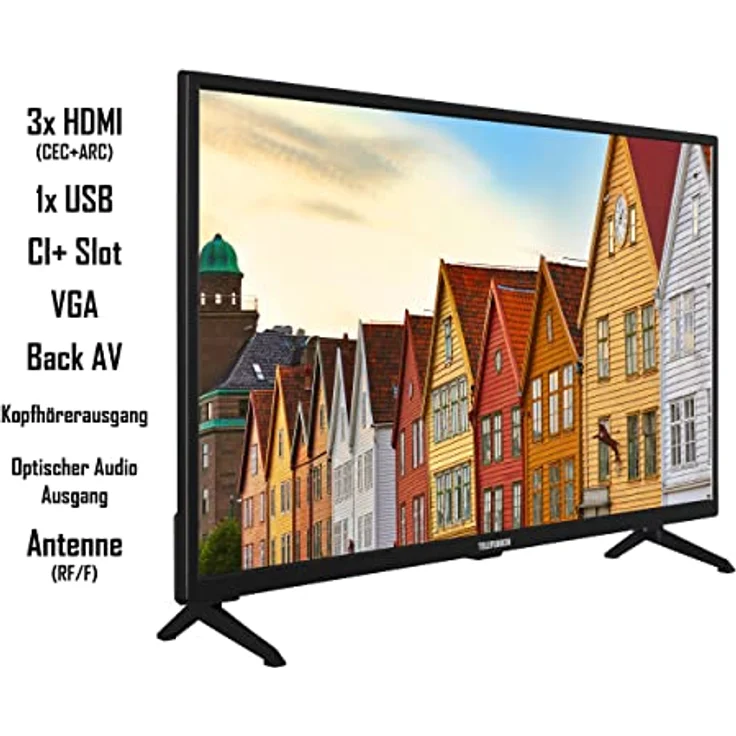 TELEFUNKEN XF32SN550SD 32 Zoll Fernseher/Smart TV (Full HD, HDR, Triple-Tuner, DVD-Player) - Inkl. 6 Monate HD+ [2023], Schwarz – Bild 3