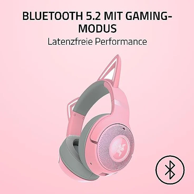 Razer Kraken Kitty V2 BT - Kabelloses Bluetooth RGB-Headset mit Kätzchenohren (Bluetooth 5.2, TriForce 40-mm-Treiber, Integriertes Mikro, 325 g leicht, Bis zu 40 Std Akku) Quartz – Bild 3