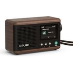 Pure Classic Mini Tragbares Digitalradio – DAB+ & UKW-Radio – Bluetooth 5.3 – 15 Stunden Akkulaufzeit – 2 Equalizer-Optionen – 2,4 Zoll Farbdisplay – Trageband – Kaffee-Schwarz/Walnuss
