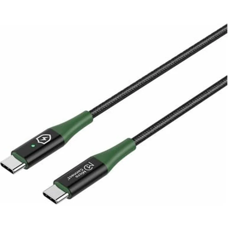 MicroConnect Smart Charge USB-C Kabel, USB-C zu USB-C, 1 m, 60W Power Delivery, Schwarz und Grün